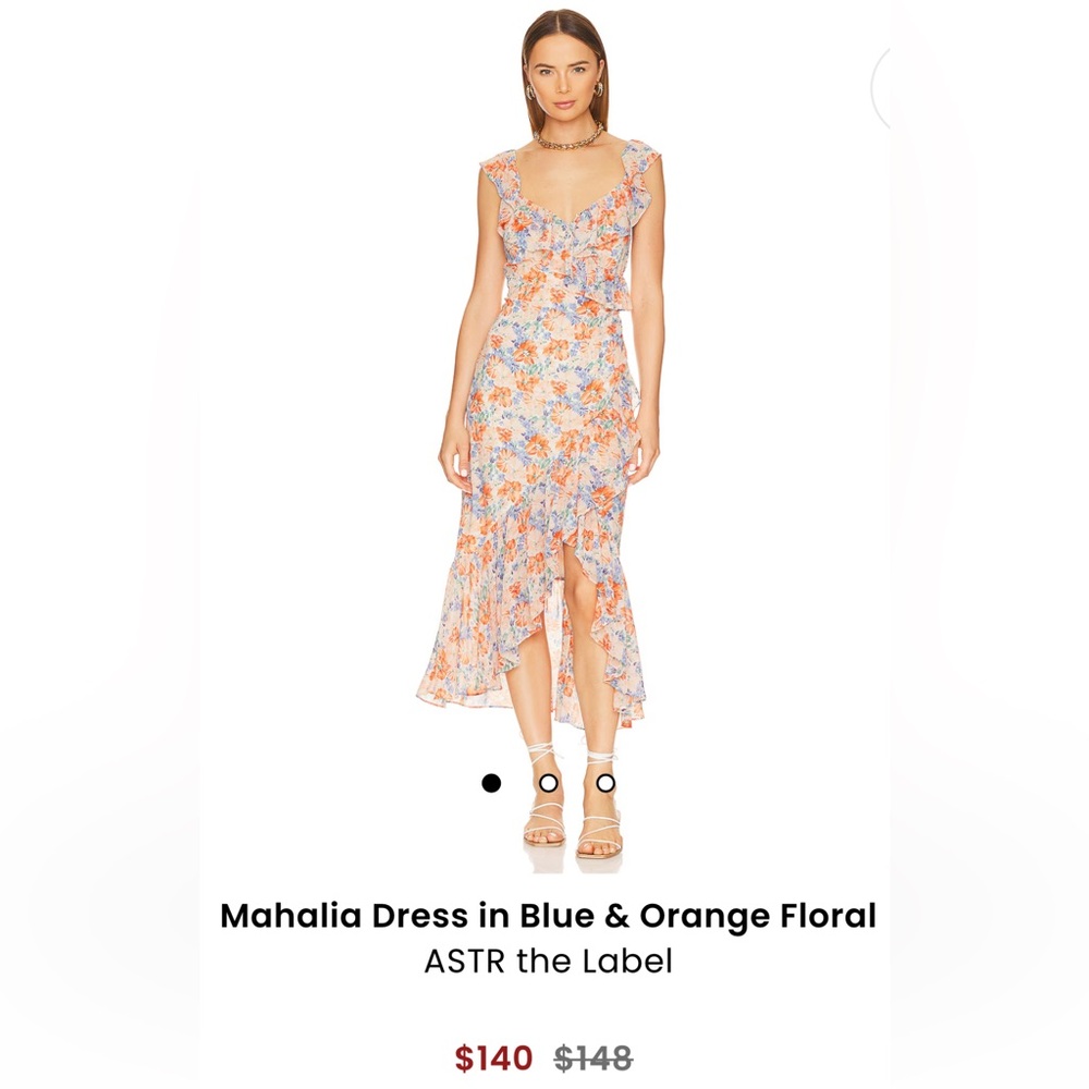 ASTR The Label Mahalia Dress in Blue & Orange Floral
